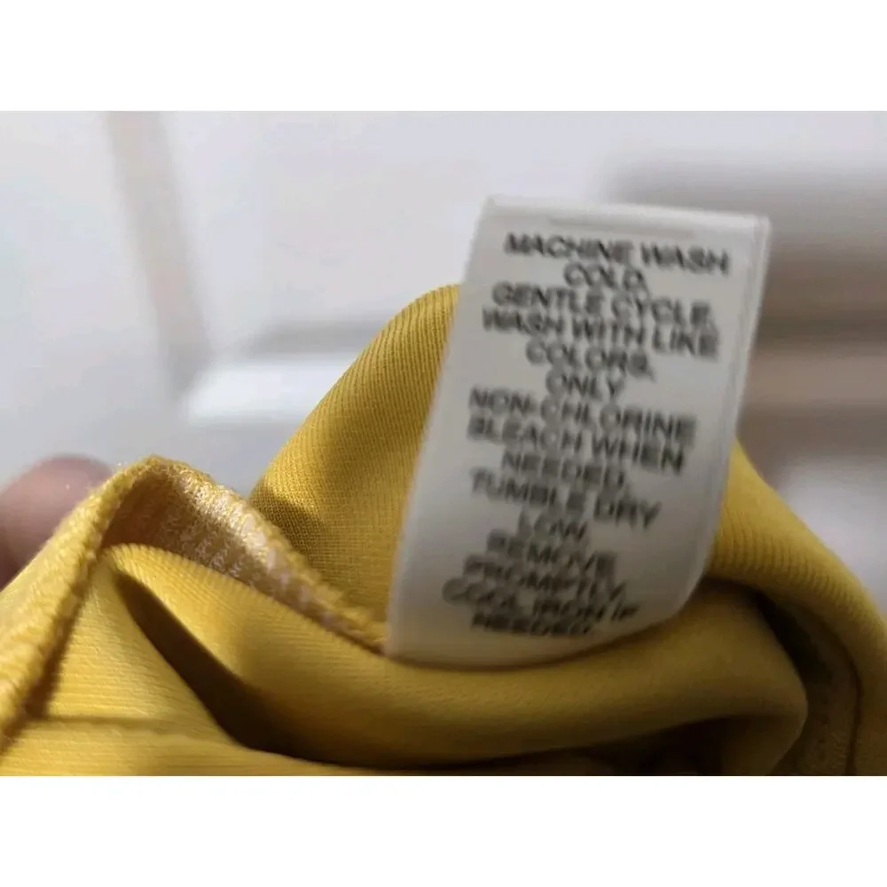 Faux Wrap Pencil Skirt Womens XL Yellow Button Detail Asymmetrical Est 1946 - Picture 9 of 11